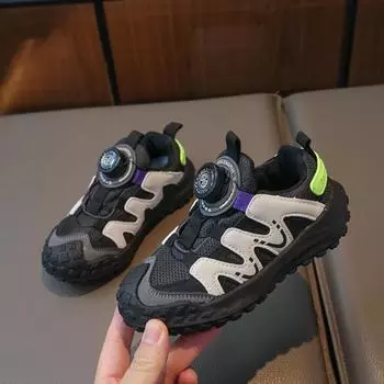 Детские кроссовки для девочек, осенние новые теннисные баскетбольные кроссовки для детей, модные повседневные спортивные туфли с вращающимися кнопками для мальчиков 26 розовый