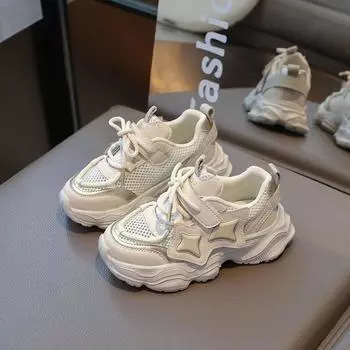 Детские кроссовки для девочек, универсальная сетчатая спортивная обувь для малышей, модная нескользящая детская школьная повседневная обувь для тенниса и баскетбола 27 чёрный