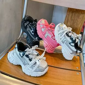 Детские кроссовки для девочек весна-осень сетчатые школьные повседневные баскетбольные туфли модные детские теннисные туфли дышащие 26 розы красного