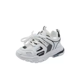 Детские кроссовки для мальчиков 2024 года, весна-лето, новые корейские унисекс, сетчатые, дышащие, детские, для девочек, повседневные, нескользящие, универсальные, спортивные туфли 26 белый