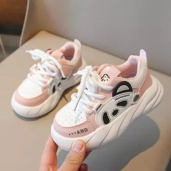 Детские кроссовки для мальчиков Four Seasons, универсальные кожаные детские повседневные кроссовки, модные кроссовки с толстой подошвой и рисунком для девочек, спортивная обувь 23 чёрный