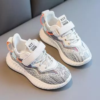 Детские кроссовки для мальчиков и девочек, дышащие кроссовки Fly-knitted для бега 26
