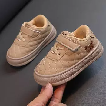 Детские кроссовки для мальчиков из искусственной кожи, обувь для активного отдыха, противоскользящая обувь 21-insole14cm бежевый