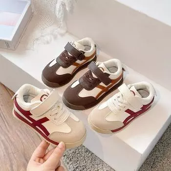 Детские кроссовки для мальчиков, легкие дышащие спортивные кроссовки для бега, повседневные туфли на плоской подошве для девочек, студенческая обувь 26 коричневый