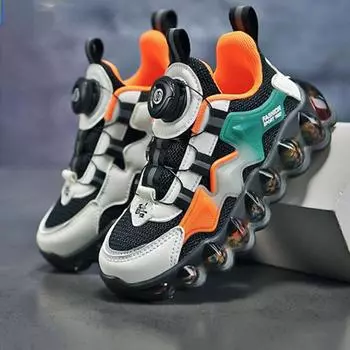 Детские кроссовки для мальчиков, обувь с пряжкой и ремешком, сетчатая дышащая детская повседневная модная роскошная теннисная спортивная обувь для мальчиков 27 синий