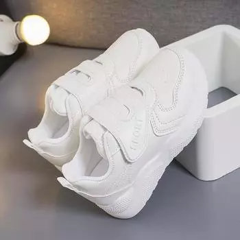 Детские кроссовки для мальчиков, повседневные, на липучке, 2024, новые, черные, школьные туфли, простые, нескользящие, детские, универсальные, для девочек, ПУ 27 чёрный