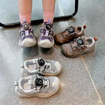 Детские кроссовки для мальчиков, сетчатые дышащие теннисные туфли для девочек, модные повседневные детские кроссовки для баскетбола в школе, универсальные 26 коричневый