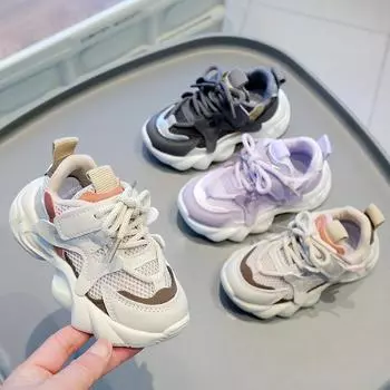 Детские кроссовки для мальчиков весна осень 2024 теннисные туфли для девочек модные сетчатые дышащие детские повседневные школьные баскетбольные туфли 21