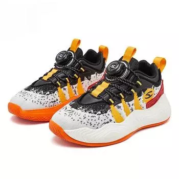 Детские кроссовки Double Net Весна и осень Баскетбольные кроссовки для мальчиков Спортивная обувь без шнурков Износостойкие дышащие кроссовки для бега 33 белый/синий