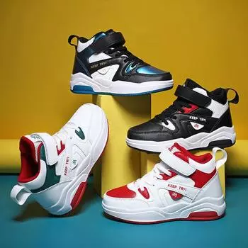 Детские кроссовки Four Seasons High Top Breathable для скейтбординга для детей и студентов, популярные кроссовки для бега, для мальчиков и девочек, удобные кроссовки для спортзала 31 зелёный/белый