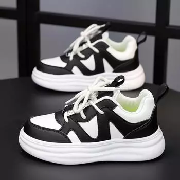 Детские кроссовки Four Seasons Low Top Breathable для скейтбординга для детей и студентов, популярные кроссовки для бега, для мальчиков и девочек, удобные кроссовки для спортзала 28 чёрный/белый