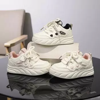 Детские кроссовки Four Seasons Low Top Breathable для скейтбординга для детей и студентов, популярные кроссовки для бега, для мальчиков и девочек, удобные кроссовки для спортзала 26 чёрный