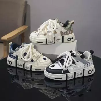 Детские кроссовки Four Seasons Low Top Breathable для скейтбординга для детей и студентов, популярные кроссовки для бега, для мальчиков и девочек, удобные кроссовки для спортзала 30 белый/чёрный