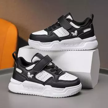 Детские кроссовки Four Seasons Low Top Breathable для скейтбординга для детей и студентов, популярные кроссовки для бега, для мальчиков и девочек, удобные кроссовки для спортзала 27 белый/чёрный