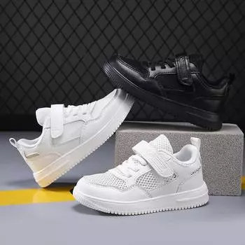 Детские кроссовки Four Seasons Low Top Breathable для скейтбординга для детей и студентов, популярные кроссовки для бега, для мальчиков и девочек, удобные кроссовки для спортзала 28 чёрный