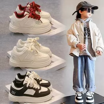 Детские кроссовки Four Seasons Low Top Breathable для скейтбординга для детей и студентов, популярные кроссовки для бега, для мальчиков и девочек, удобные кроссовки для спортзала 26 чёрный