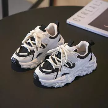 Детские кроссовки Классические повседневные кроссовки для детей Девочек Школьная мода Универсальные баскетбольные кроссовки для мальчиков Массивные нескользящие 26 чёрный