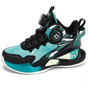 Детские кроссовки, легкие дышащие вращающиеся кнопки, баскетбольные кроссовки, спортивная обувь, кроссовки для бега для девочек 32 озеро зеленый