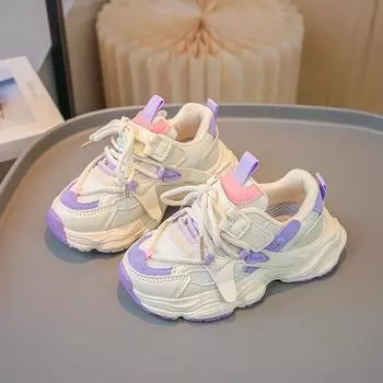 Детские кроссовки, массивные, дышащие, кроссовки для бега для детей, для девочек, для школы, повседневные, универсальные, для мальчиков, для баскетбола, мода, для отдыха 26 чёрный