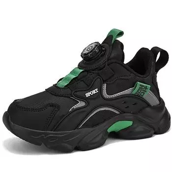 Детские кроссовки Модные кроссовки для мальчиков Кроссовки для девочек с вращающимися кнопками Детские кроссовки на платформе Кроссовки для мальчиков 28 чёрный