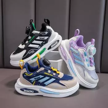 Детские кроссовки, мягкая подошва, износостойкая кнопка поворота, удобная, дышащая, комфортная обувь 28 чёрный