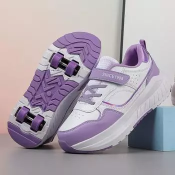 Детские кроссовки на четырех колесах, прогулочная обувь на роликовых коньках, сверхлегкая спортивная обувь для мальчиков и девочек 188 31