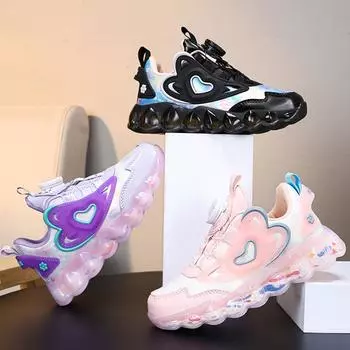 Детские кроссовки на возраст 28-40 лет, розовые кроссовки с вращающимися пуговицами для девочек, черные кроссовки из суперволокна для мальчиков 28 розовый