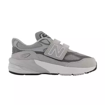 Детские кроссовки New Balance 990v6 на липучке Little Kid Castlerock серого и серебристого цвета PV990GL6 28