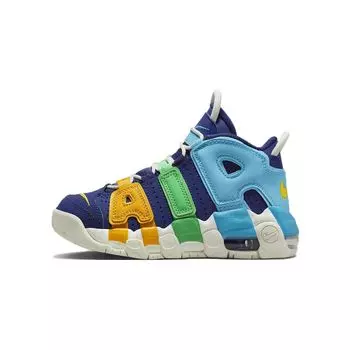 Детские кроссовки Nike Air More Uptempo PS Kaleidscope синие Deep-Royal-Blue Baltic-Blue FJ0694-455