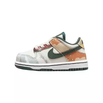 Детские кроссовки Nike Dunk Low SE TD Sail Multi-Camo Multi-Color Vintage-Green Total-Orange DB1902-100 27