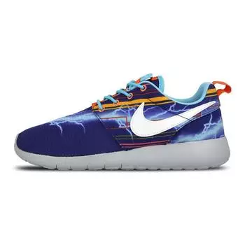 Детские кроссовки Nike Roshe One Print GS Синий Deep-Royal-Blue White-University-Gold 677782-401