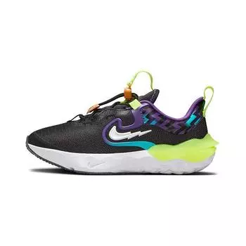 Детские кроссовки Nike Run Flow PS Black Teal Nebula Volt, белые DZ4489-001 28