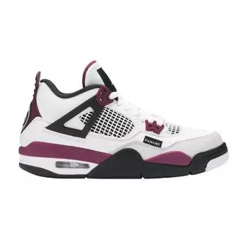 Детские кроссовки Paris Saint-Germain x Air Jordan 4 Retro GS Bordeaux Белый Нейтрально-Серый Черный CZ6509-100