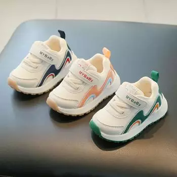 Детские кроссовки с мягкой подошвой для ходьбы, осенние новые кроссовки с двойной сеткой для мальчиков, весенние и осенние сетчатые кроссовки для девочек, аутентичные 13.0cm синий