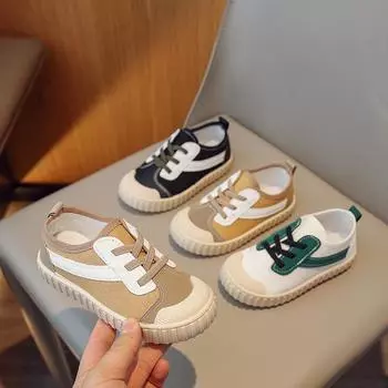 Детские кроссовки Tiger Squad Leader 2025 года выпуска: Закрытые, противоударные, повседневные белые туфли для мальчиков и девочек Size 22 / Length 14cm бежевый