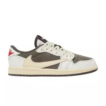Кроссовки Travis Scott x Air Jordan 1 Retro Low OG PS Reverse Mocha Kids Brown Sail University-Red DO5442-162 31