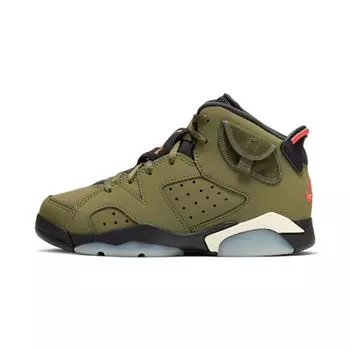 Детские кроссовки Travis Scott x Air Jordan 6 Retro PS Olive Green Medium-Oliver Black CQ3565-200