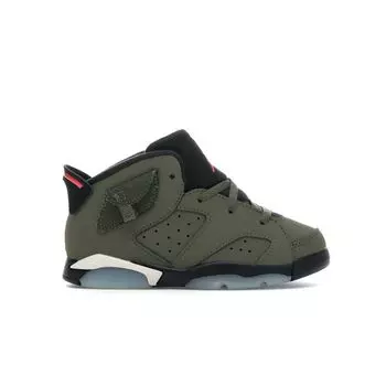 Детские кроссовки Travis Scott x Air Jordan 6 Retro TD Olive Green Medium-Oliver Black CQ3567-200