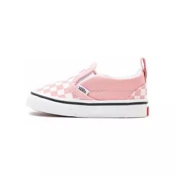 Детские кроссовки Vans без шнуровки на липучке для малышей, розовые, в шахматную клетку, белые, VN000UBS99H 22