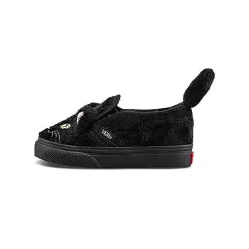 Детские кроссовки Vans без шнуровки на липучке для малышей Cat Black True-White VN0A4VJL6BT 26.5
