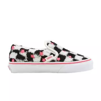 Детские кроссовки Vans Classic Slip-On Sherpa с цветочным принтом в шахматном порядке Белый Paradise-Pink VN0A5KXM8CE 29