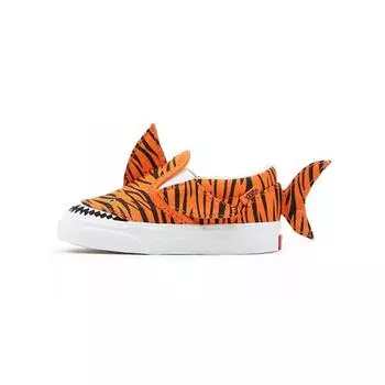 Детские кроссовки Vans Slip-On V для малышей Tiger Shark Orange Orange-Tiger True-White VN0A7Q4Z8CF 26.5
