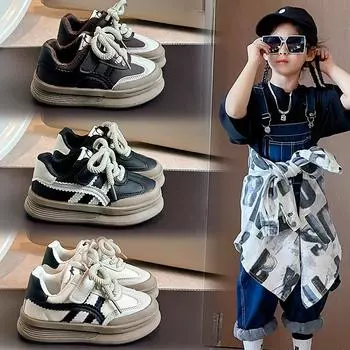 Детские кроссовки Весенние мальчики Мягкая подошва Повседневная обувь Девочки Нескользящие Средние и большие дети Модные туфли на платформе 26 коричневый