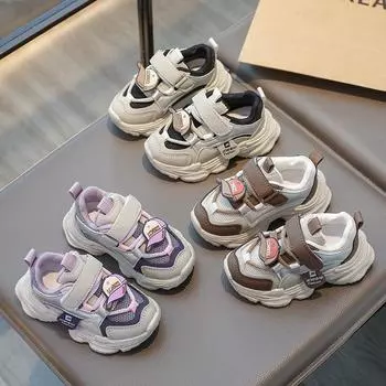 Детские кроссовки Весна и осень Мужская и женская детская обувь Сетчатые дышащие удобные мягкие низкие туфли для папы 22 хаки