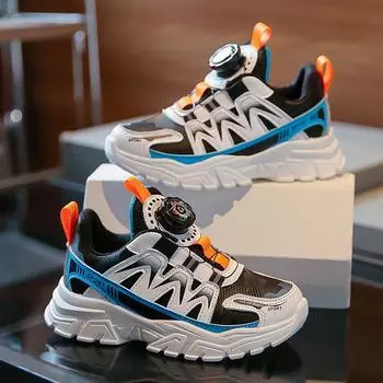 Детские кроссовки, весенние студенческие маленькие белые туфли, кроссовки на мягкой подошве для мальчиков, обувь для папы для девочек 26 чёрный