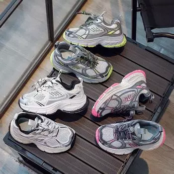 Детские кроссовки весна-лето 2025 г. Новые кроссовки для мальчиков Daddy Shoes Дышащие кроссовки для девочек Anti-Shoes 26 yards inner length 15.9cm розовый