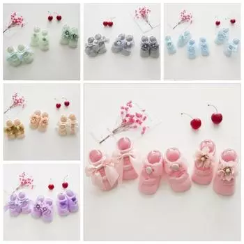 Детские кружевные носки с бантом, хлопковые полые носки-лодочки, носки для новорожденных девочек M армия зеленый