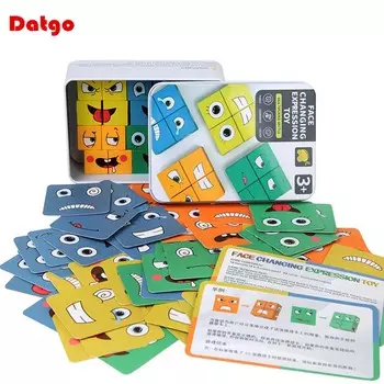 Детские кубики-головоломки с изменением лица, строительные блоки, кубик Монтессори, настольная игра, деревянные развивающие игрушки для детей