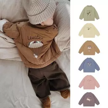 Детские куртки 2024 года, осень, новые модные мультяшные пальто для мальчиков и девочек, куртка, куртка из хлопка, теплая детская одежда, детская одежда 90