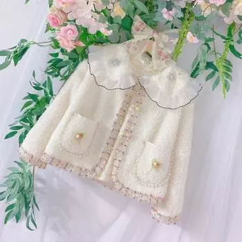 Детские куртки для девочек, верхняя одежда в стиле принцессы, осень-зима, новое модное теплое пальто, повседневная одежда для малышей на осень 2, 3, 4, 5, 6, 7 лет 140cm белый